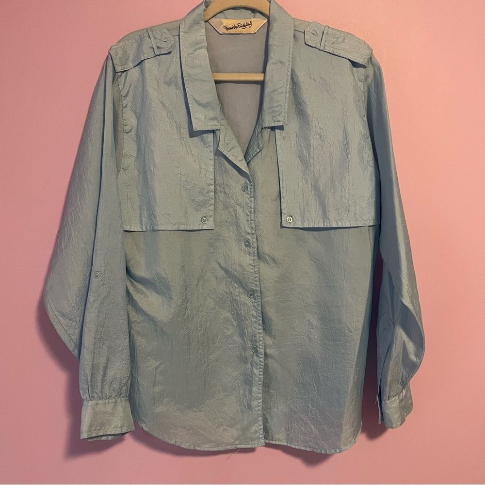 Diane Von Furstenberg L Light Blue Button-Up Shirt